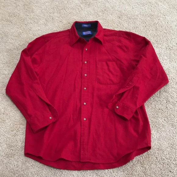 Pendleton large red men’s wool button down shirt .